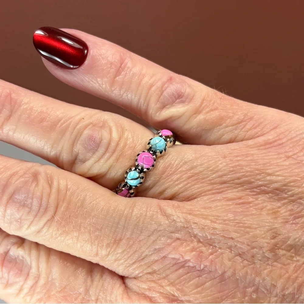 925 Sterling Silver Kingman Cotton Candy Eternity Ring